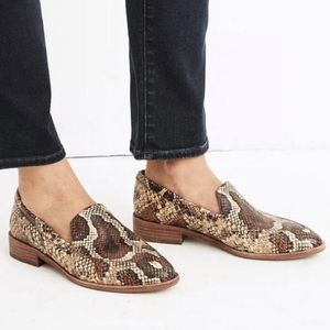 Madewell brown snake embossed leather flats